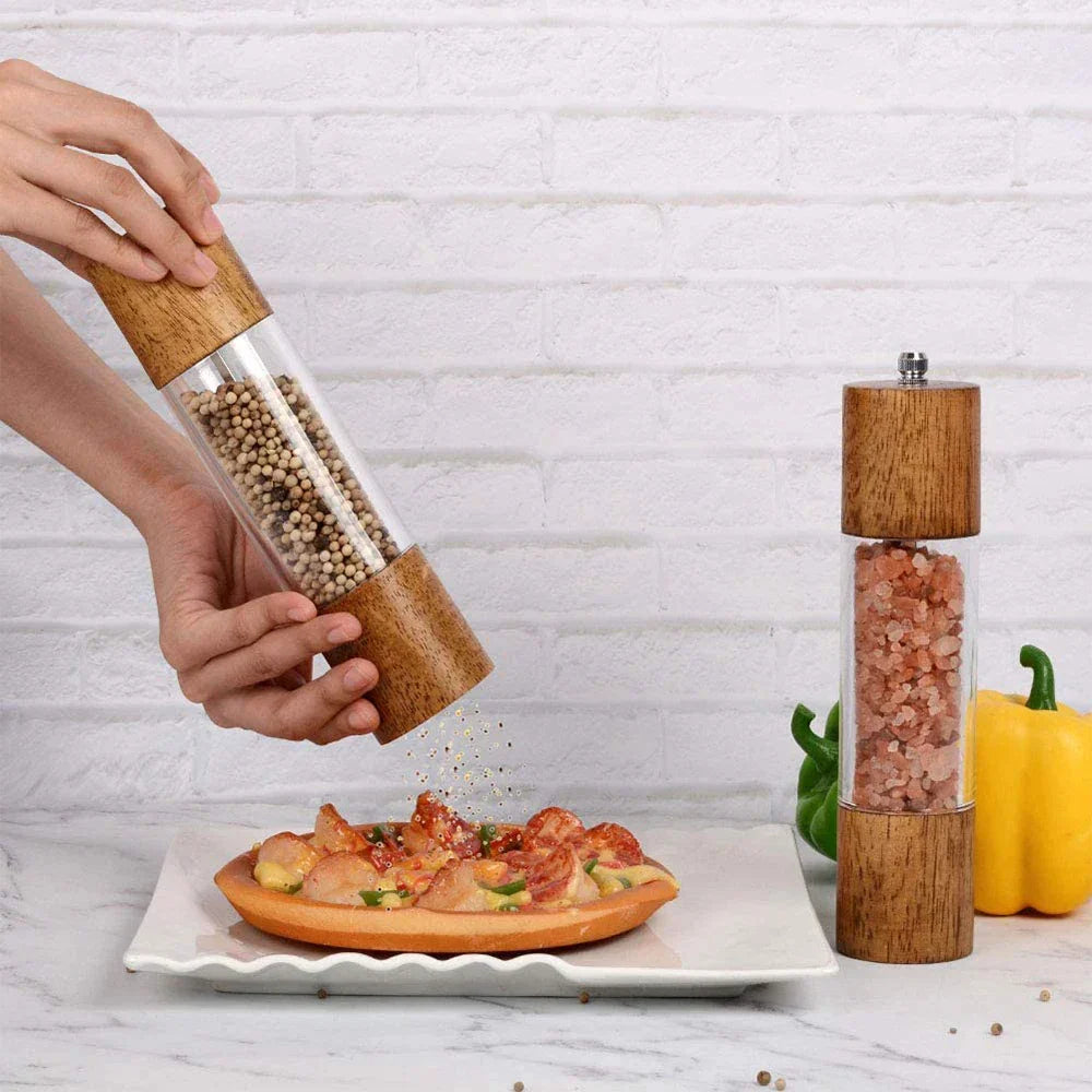 Wooden Pepper Mill Manual Salt Spice Grinder With Adjustable Ceramic Core Pepper Grinder Kitchen Salt & Pepper Mills