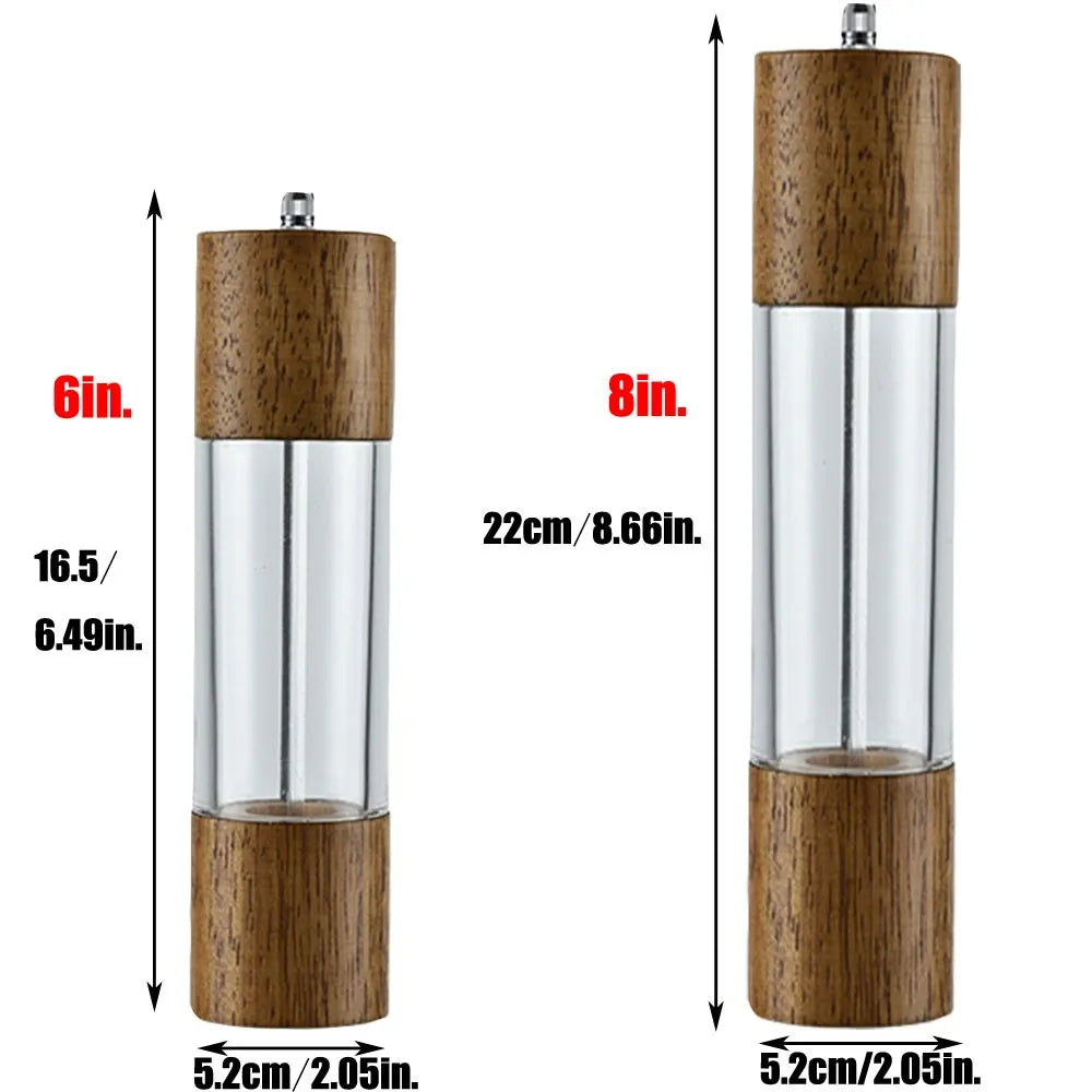 Wooden Pepper Mill Manual Salt Spice Grinder With Adjustable Ceramic Core Pepper Grinder Kitchen Salt & Pepper Mills