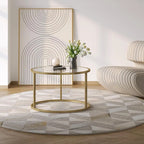 Small Glass Coffee Table Round Gold Coffee Table for Small Modern Minimalist Modern Table with Gold Frame for Living